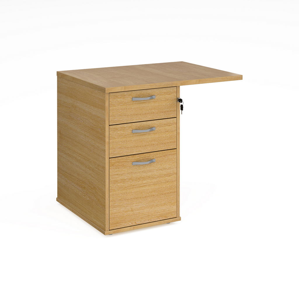 Picture of Desk high 3 drawer pedestal 600mm deep with 800mm flyover top - oak
