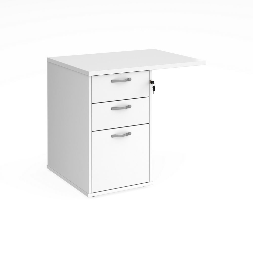 Picture of Desk high 3 drawer pedestal 600mm deep with 800mm flyover top - white