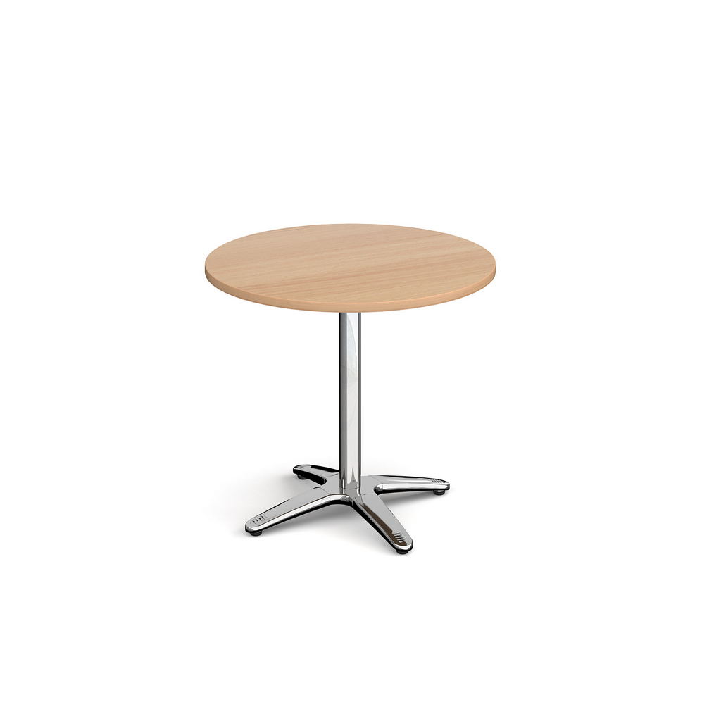 Picture of Roma circular dining table with 4 leg chrome base 800mm - beech