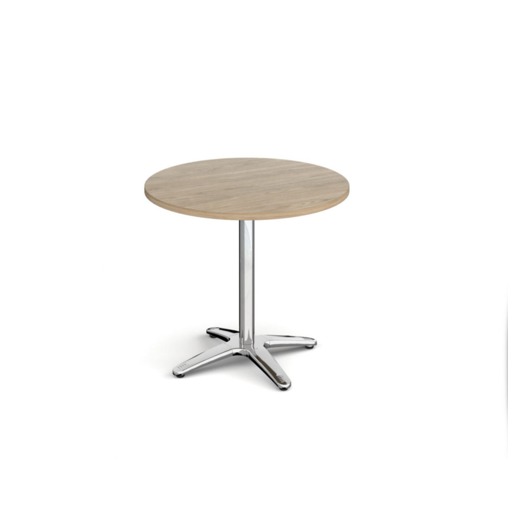 Picture of Roma circular dining table with 4 leg chrome base 800mm - barcelona walnut