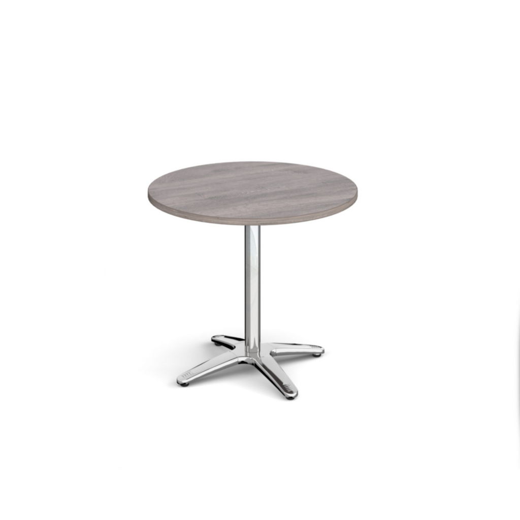 Picture of Roma circular dining table with 4 leg chrome base 800mm - grey oak
