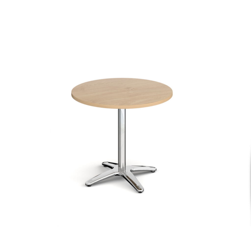 Picture of Roma circular dining table with 4 leg chrome base 800mm - kendal oak