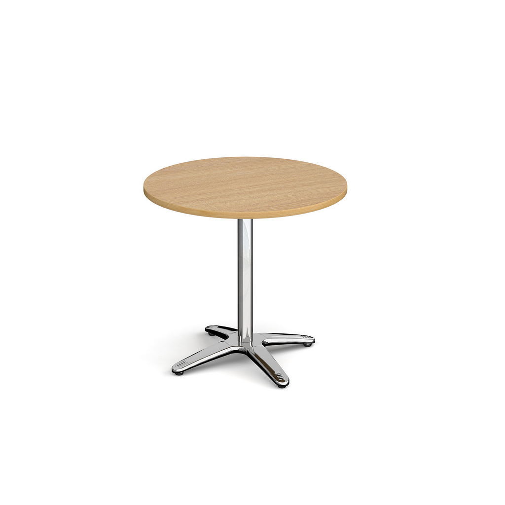 Picture of Roma circular dining table with 4 leg chrome base 800mm - oak
