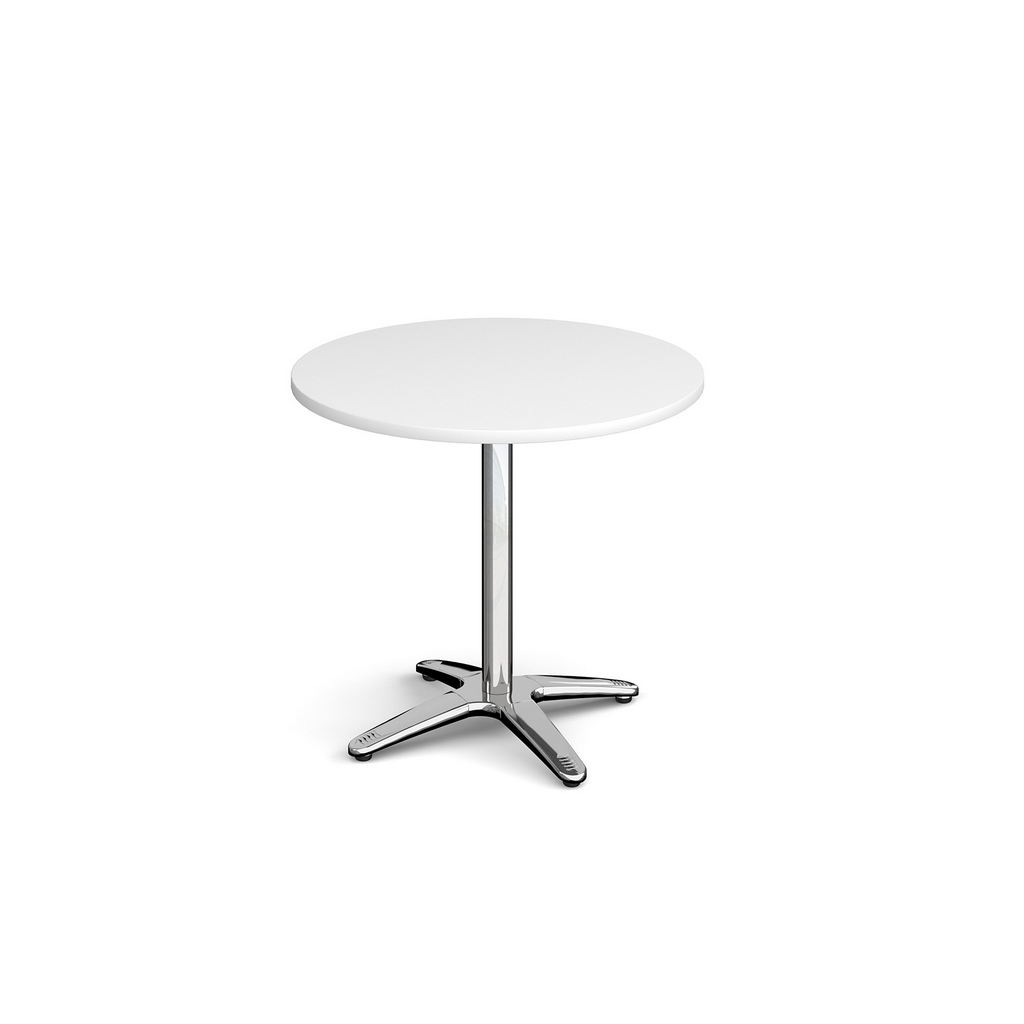 Picture of Roma circular dining table with 4 leg chrome base 800mm - white