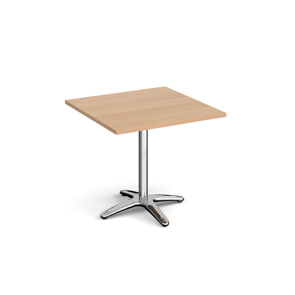 Picture of Roma square dining table with 4 leg chrome base 800mm - beech