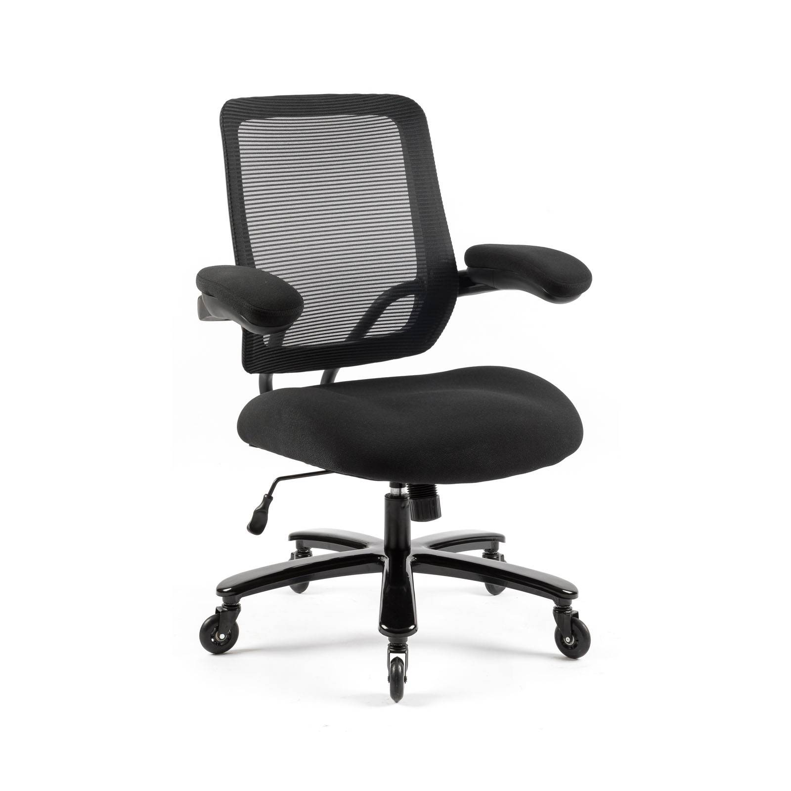 Picture of Reiki low back heavy duty mesh chair with adjustable arms and fabric seat