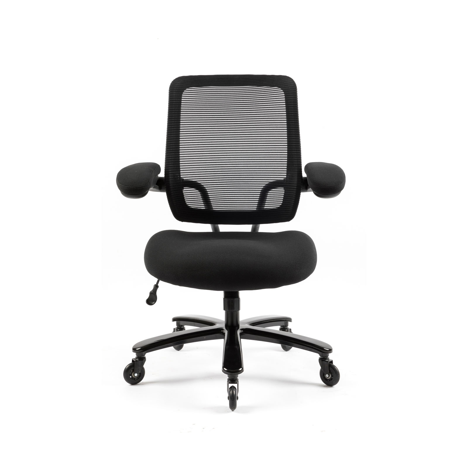 Picture of Reiki low back heavy duty mesh chair with adjustable arms and fabric seat