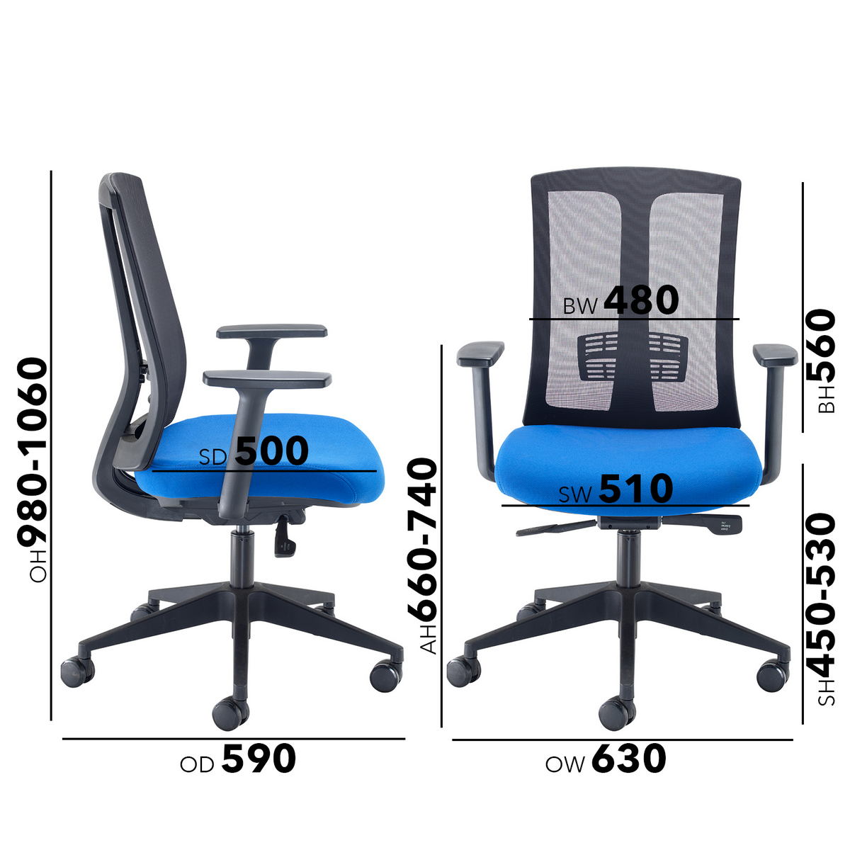 Picture of Ronan mesh back operators chair with fixed arms - blue