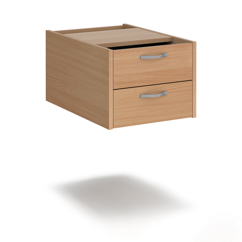 Picture of Maestro 25 shallow 2 drawer fixed pedestal for 600mm deep desks - beech