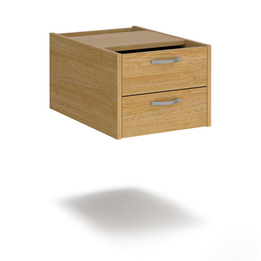 Picture of Maestro 25 shallow 2 drawer fixed pedestal for 600mm deep desks - oak