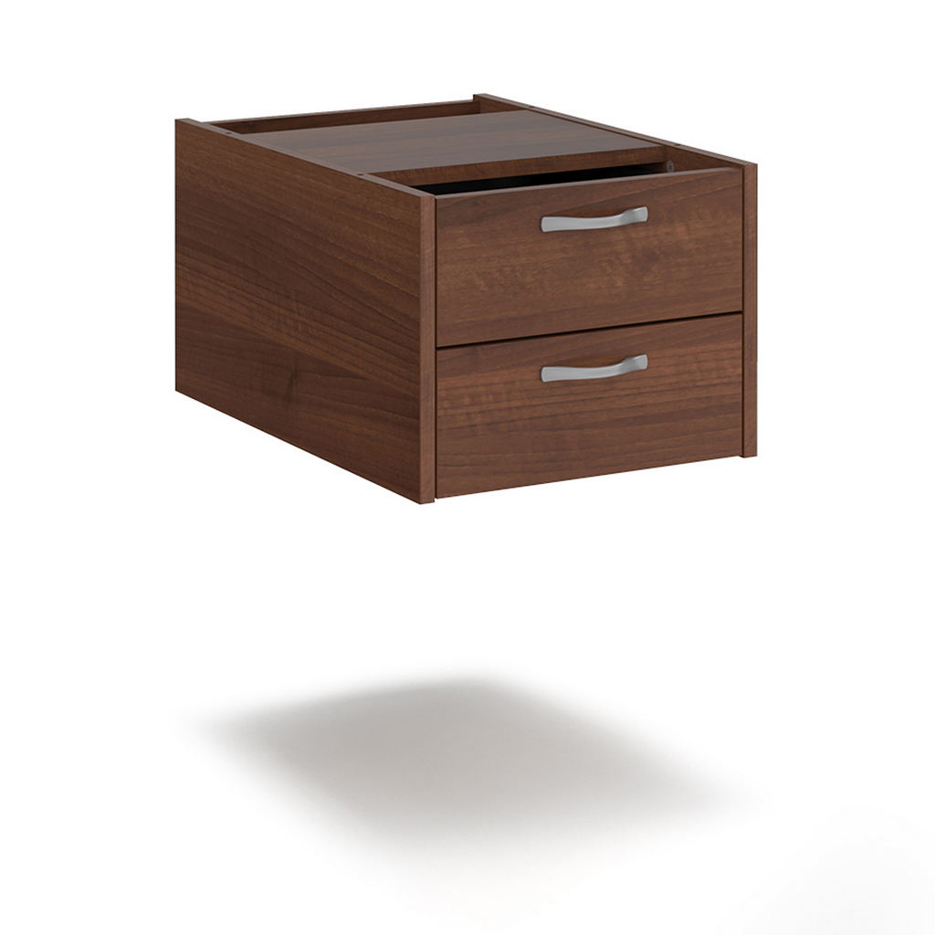 Picture of Maestro 25 shallow 2 drawer fixed pedestal for 600mm deep desks - walnut