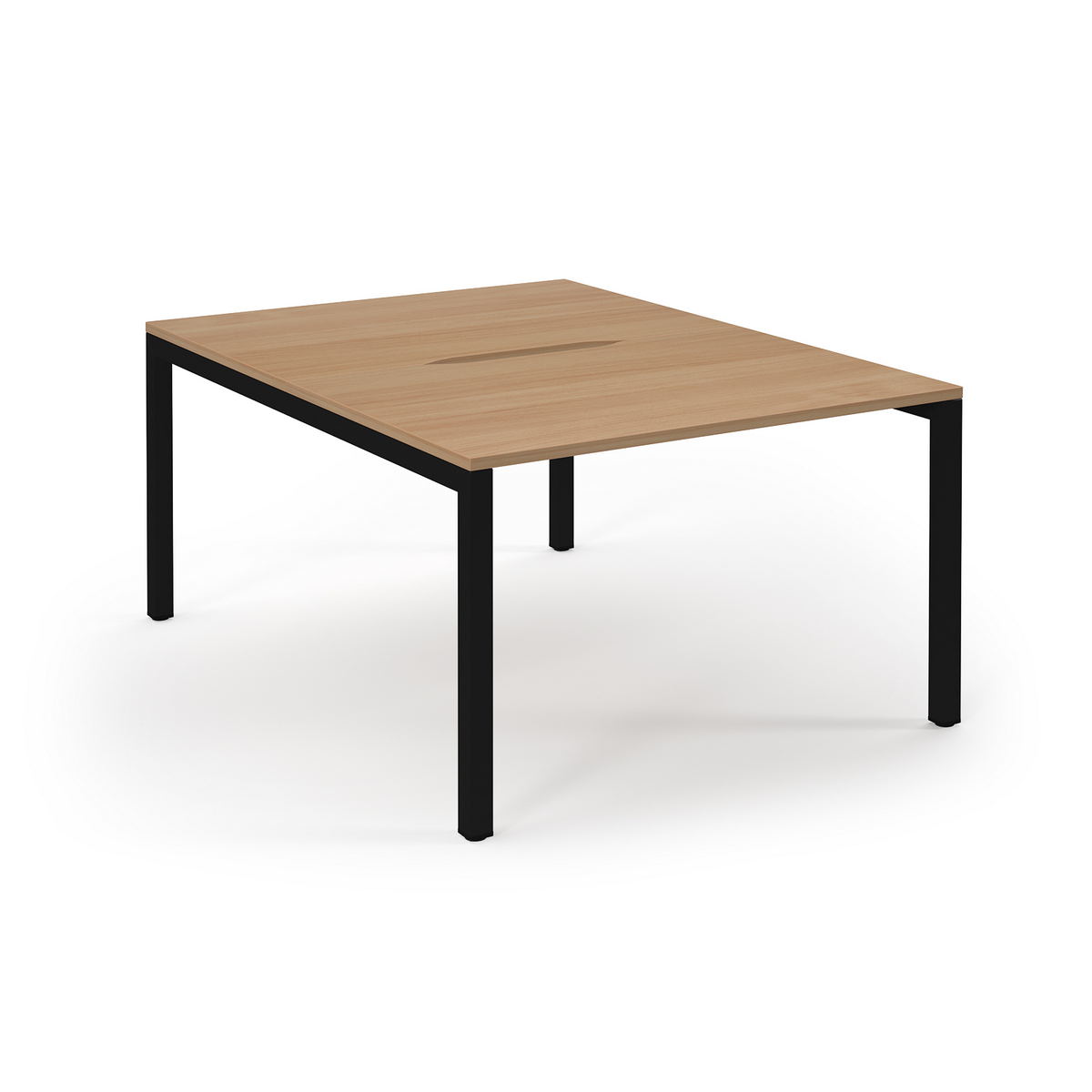 Picture of Connex Scalloped 1200 x 1600 x 725mm Back to Back Desk ( 2 x 1200mm ) - Black Frame / Beech Top