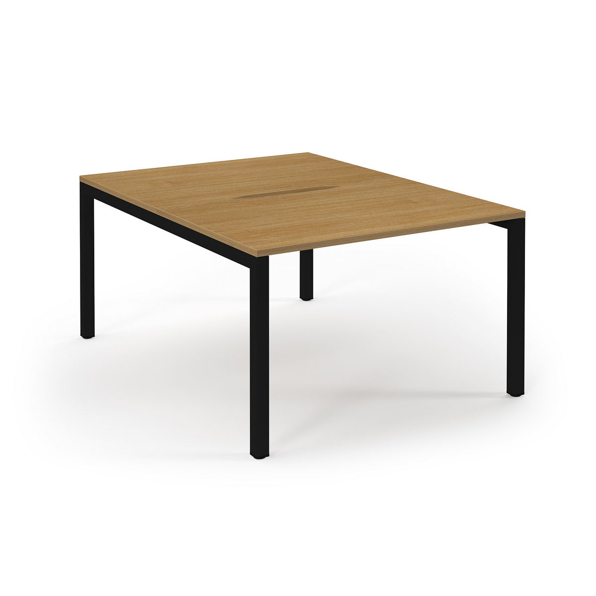 Picture of Connex Scalloped 1200 x 1600 x 725mm Back to Back Desk ( 2 x 1200mm ) - Black Frame / Oak Top