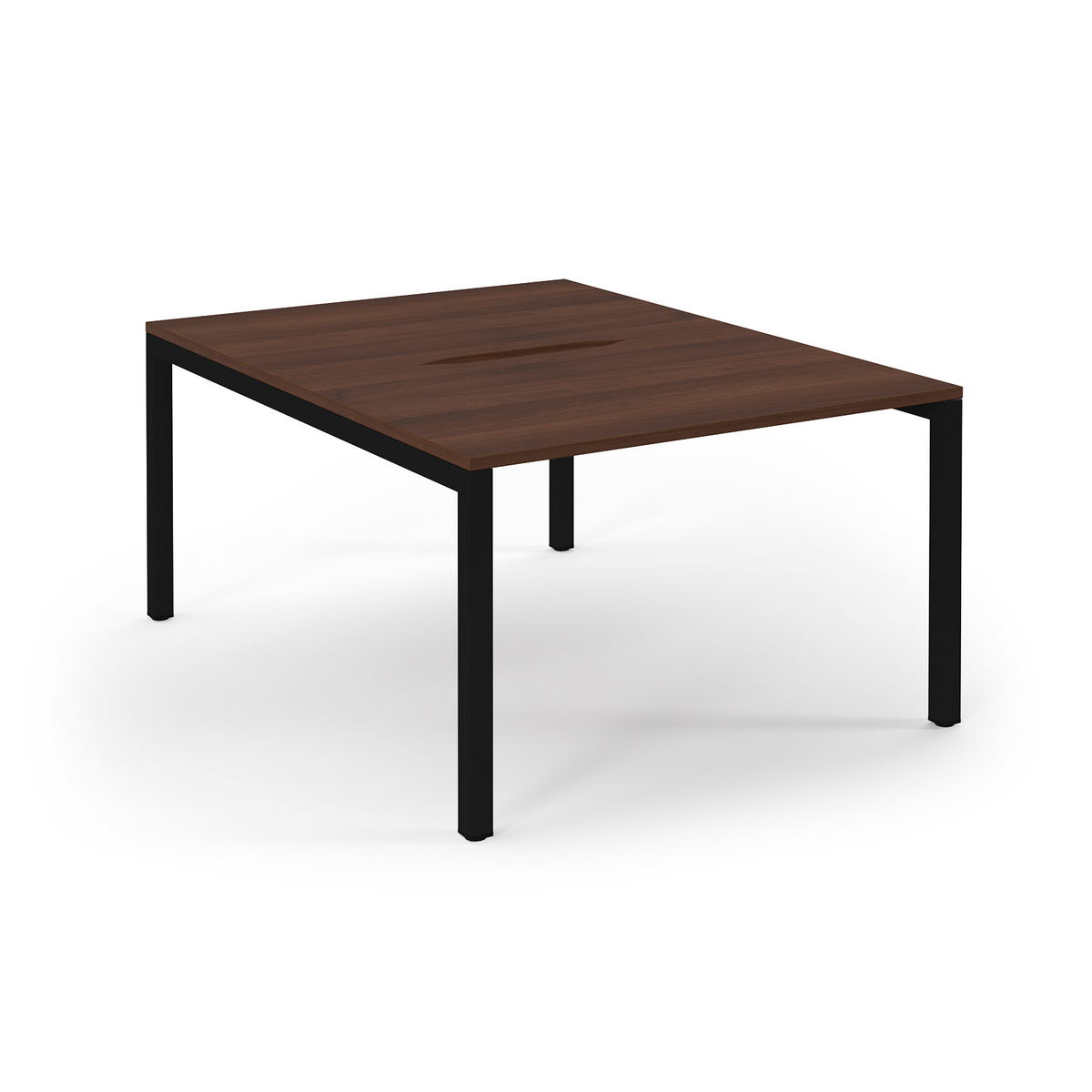 Picture of Connex Scalloped 1200 x 1600 x 725mm Back to Back Desk ( 2 x 1200mm ) - Black Frame / Walnut Top