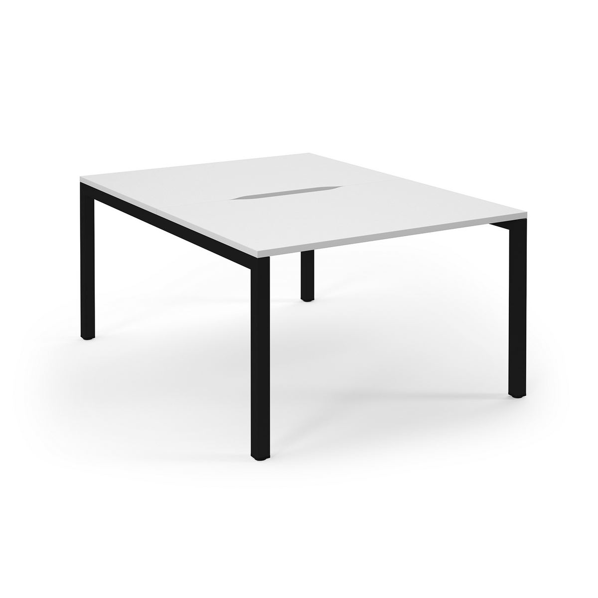 Picture of Connex Scalloped 1200 x 1600 x 725mm Back to Back Desk ( 2 x 1200mm ) - Black Frame / White Top