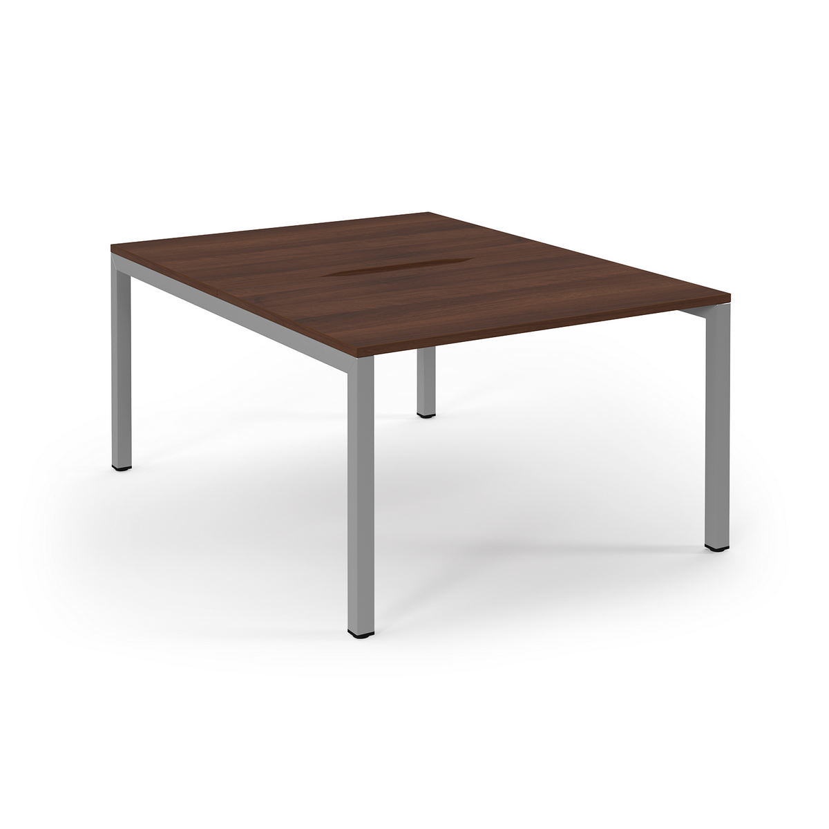 Picture of Connex Scalloped 1200 x 1600 x 725mm Back to Back Desk ( 2 x 1200mm ) - Silver Frame / Walnut Top