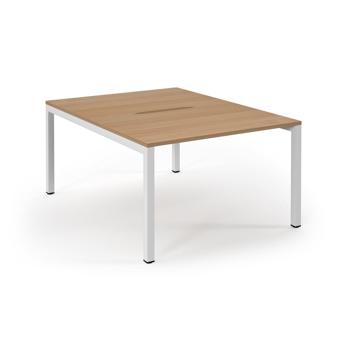 Picture of Connex Scalloped 1200 x 1600 x 725mm Back to Back Desk ( 2 x 1200mm ) - White Frame / Beech Top