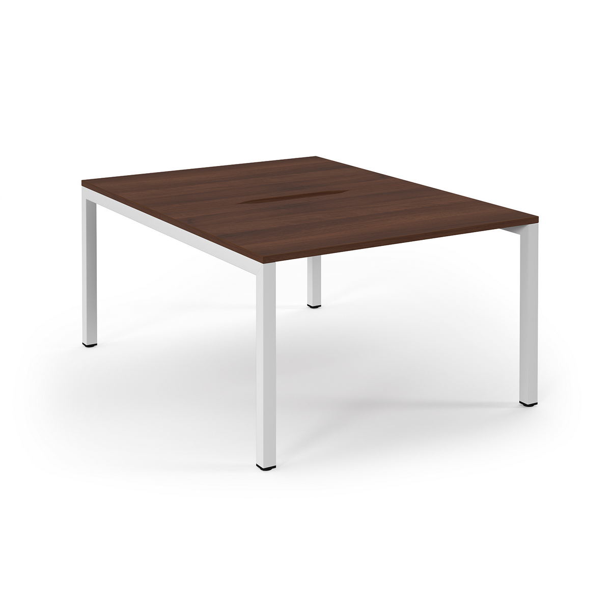 Picture of Connex Scalloped 1200 x 1600 x 725mm Back to Back Desk ( 2 x 1200mm ) - White Frame / Walnut Top