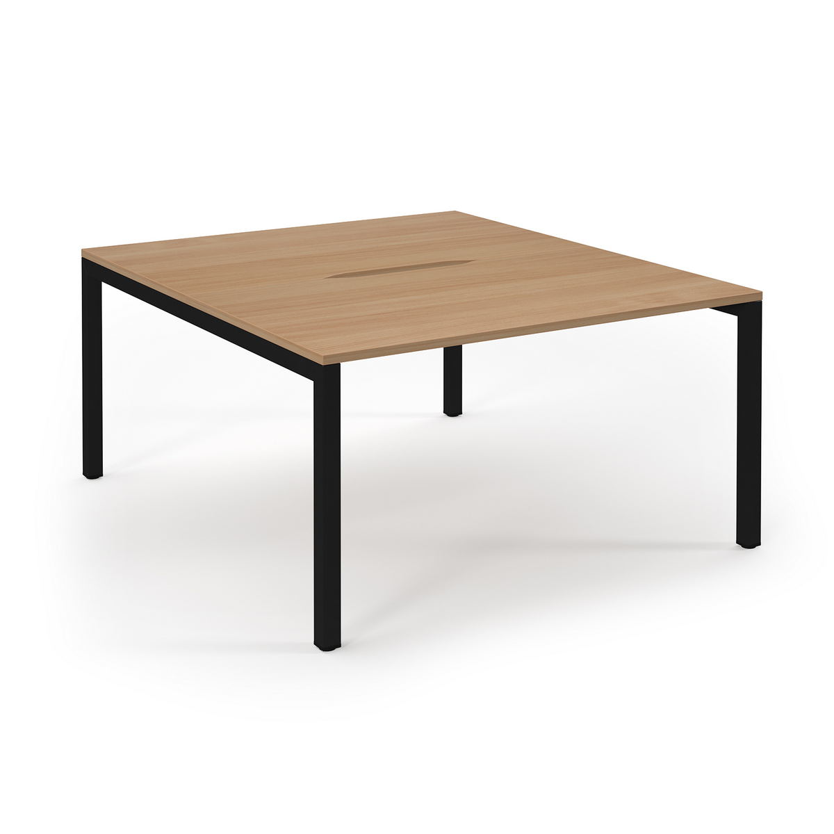 Picture of Connex Scalloped 1400 x 1600 x 725mm Back to Back Desk ( 2 x 1400mm ) - Black Frame / Beech Top