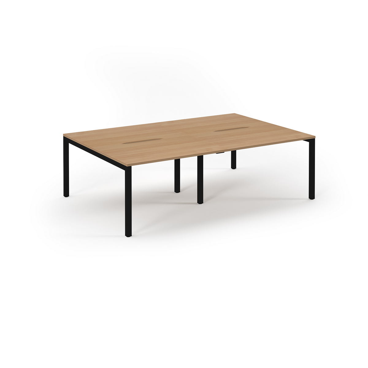 Picture of Connex Scalloped 2400 x 1600 x 725mm Back to Back Desk ( 4 x 1200mm ) - Black Frame / Beech Top