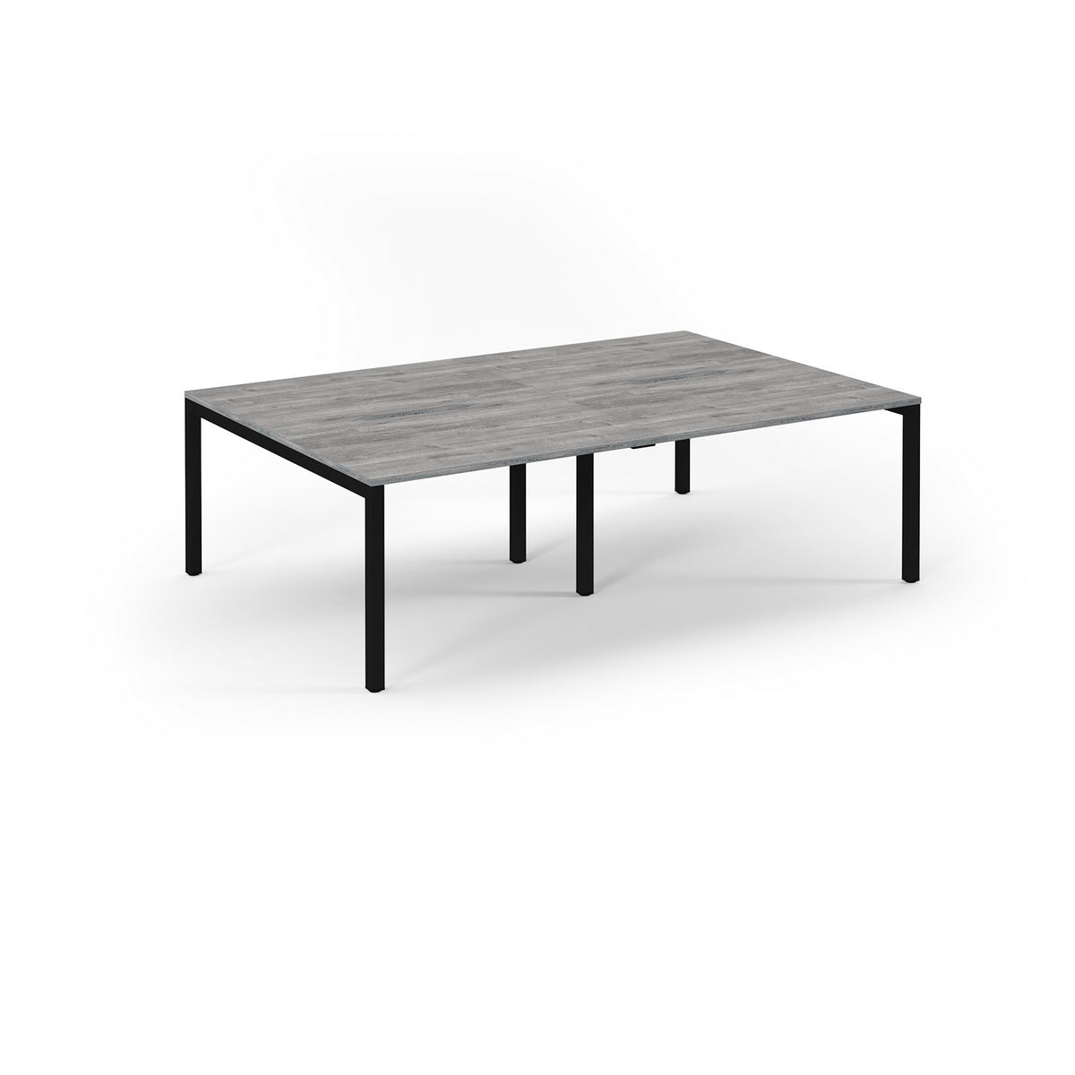 Picture of Connex Scalloped 2400 x 1600 x 725mm Back to Back Desk ( 4 x 1200mm ) - Black Frame / Grey Oak Top