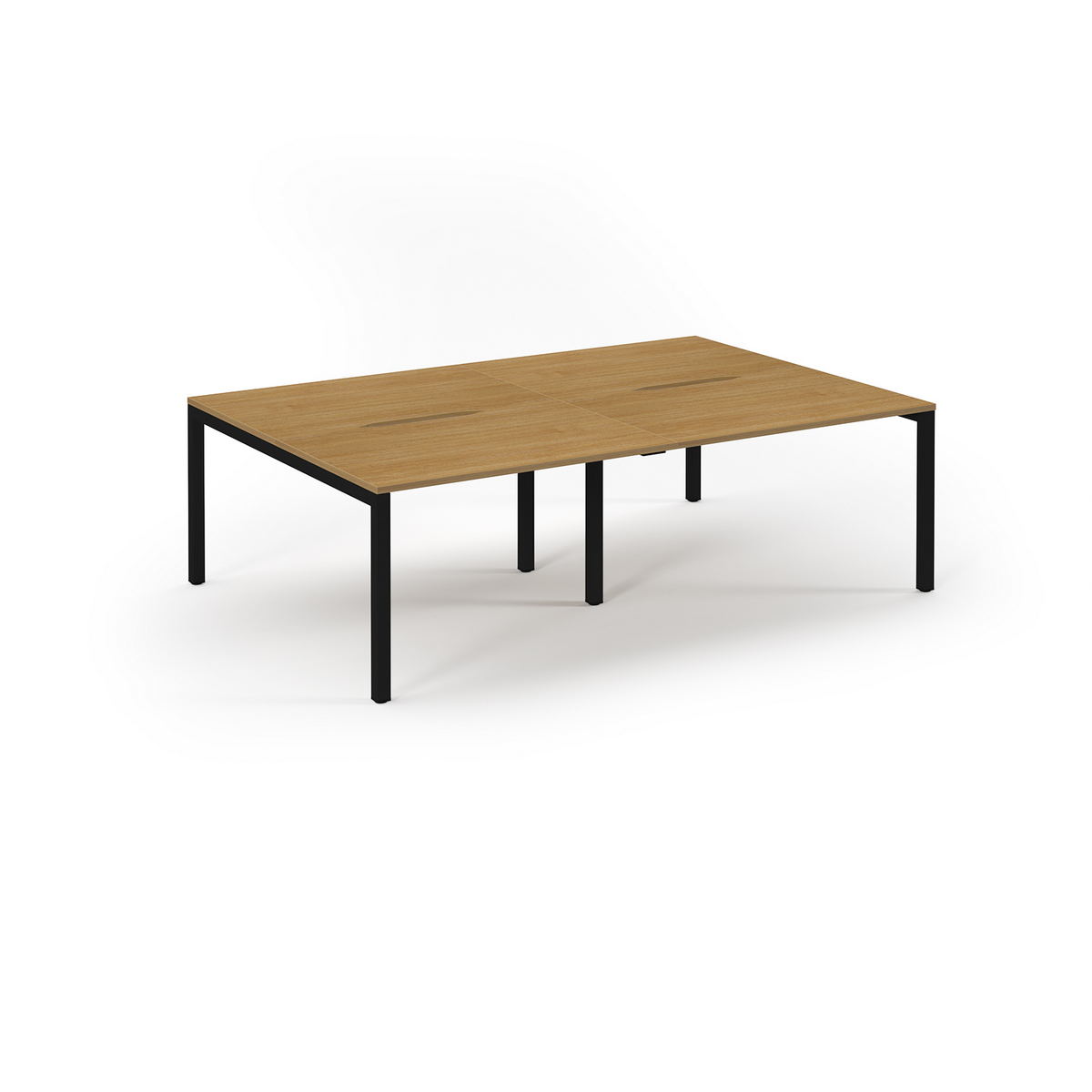 Picture of Connex Scalloped 2400 x 1600 x 725mm Back to Back Desk ( 4 x 1200mm ) - Black Frame / Oak Top