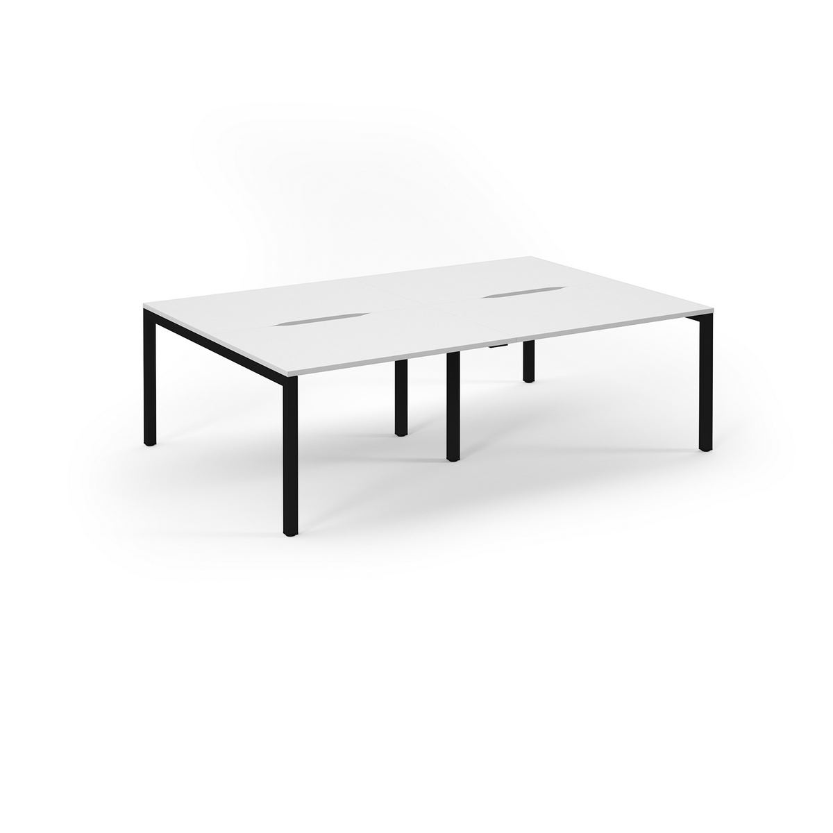 Picture of Connex Scalloped 2400 x 1600 x 725mm Back to Back Desk ( 4 x 1200mm ) - Black Frame / White Top