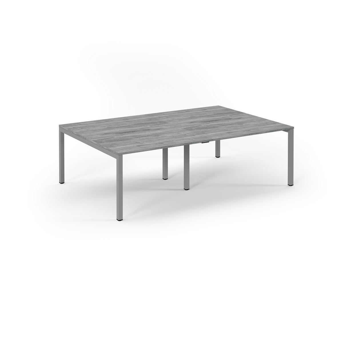 Picture of Connex Scalloped 2400 x 1600 x 725mm Back to Back Desk ( 4 x 1200mm ) - Silver Frame / Grey Oak Top