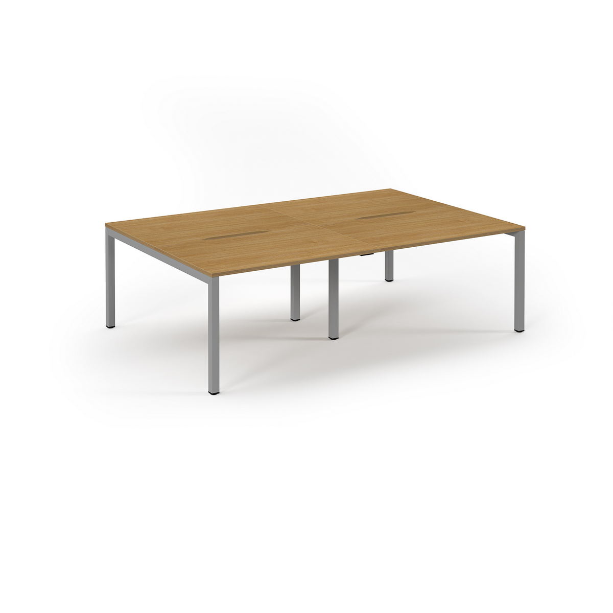 Picture of Connex Scalloped 2400 x 1600 x 725mm Back to Back Desk ( 4 x 1200mm ) - Silver Frame / Oak Top