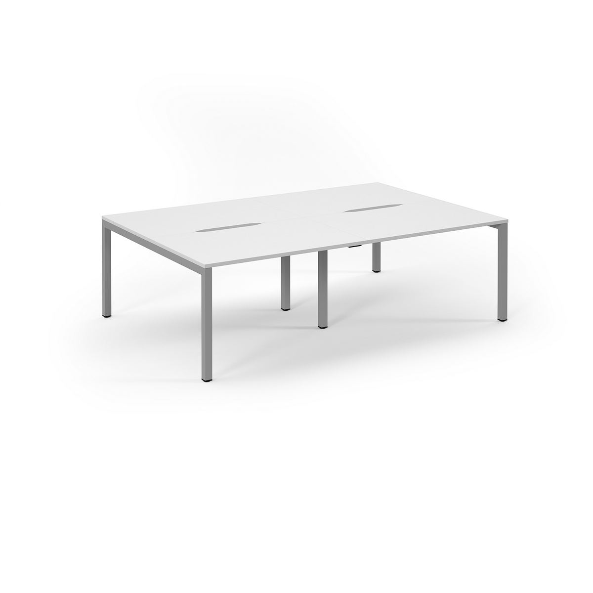 Picture of Connex Scalloped 2400 x 1600 x 725mm Back to Back Desk ( 4 x 1200mm ) - Silver Frame / White Top