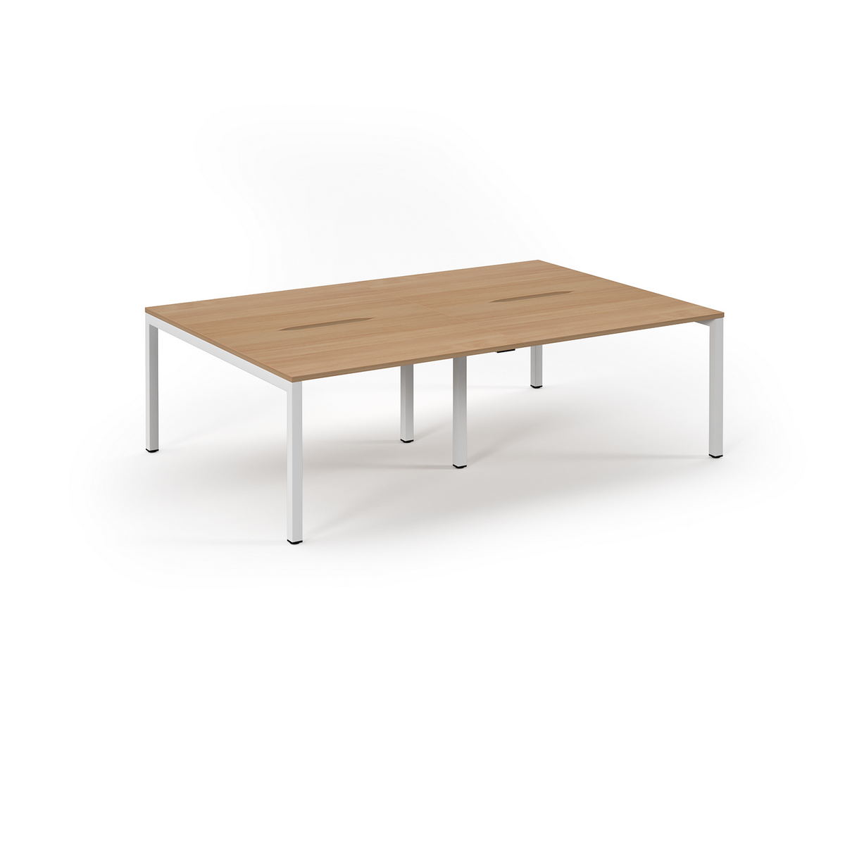 Picture of Connex Scalloped 2400 x 1600 x 725mm Back to Back Desk ( 4 x 1200mm ) - White Frame / Beech Top