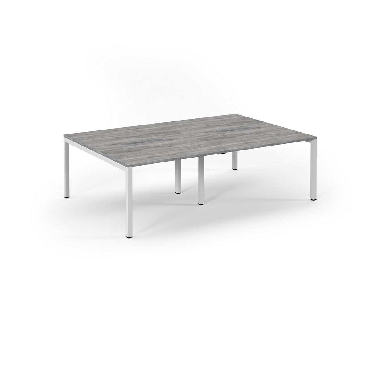 Picture of Connex Scalloped 2400 x 1600 x 725mm Back to Back Desk ( 4 x 1200mm ) - White Frame / Grey Oak Top