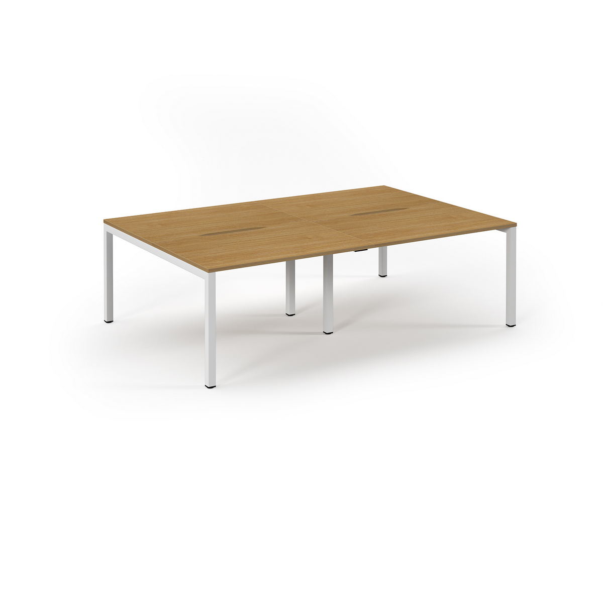 Picture of Connex Scalloped 2400 x 1600 x 725mm Back to Back Desk ( 4 x 1200mm ) - White Frame / Oak Top