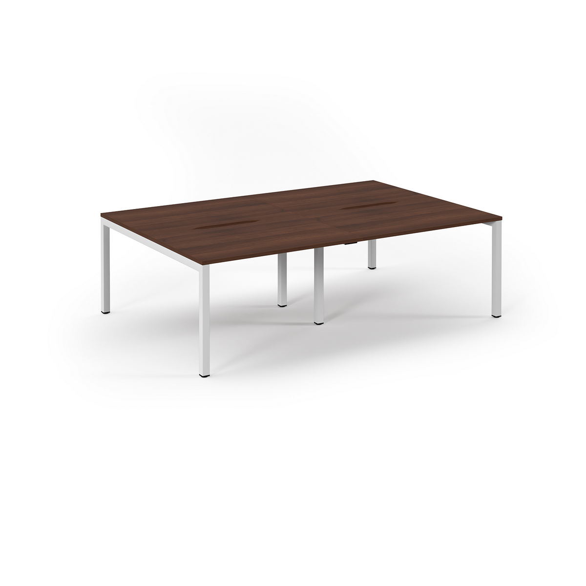 Picture of Connex Scalloped 2400 x 1600 x 725mm Back to Back Desk ( 4 x 1200mm ) - White Frame / Walnut Top