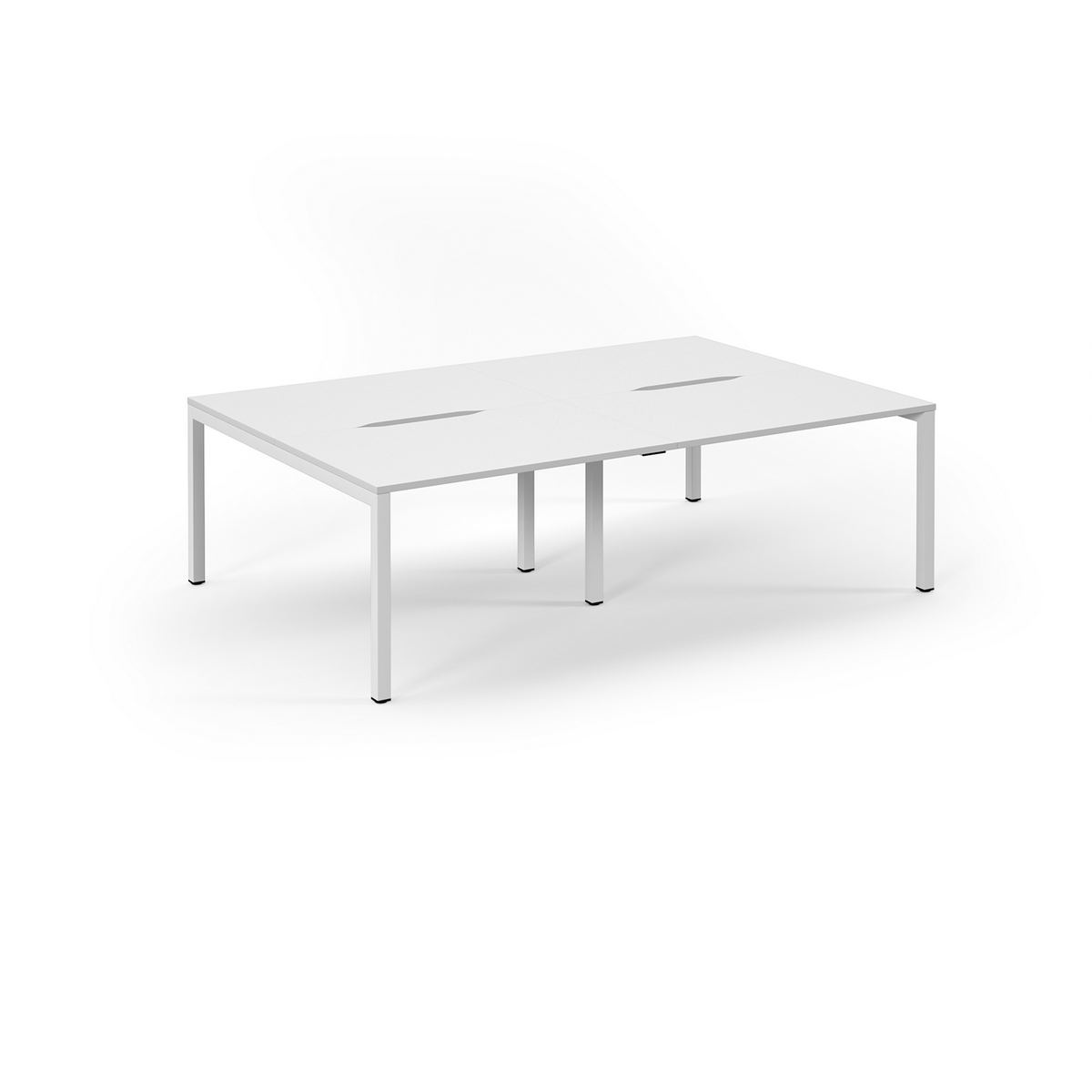 Picture of Connex Scalloped 2400 x 1600 x 725mm Back to Back Desk ( 4 x 1200mm ) - White Frame / White Top