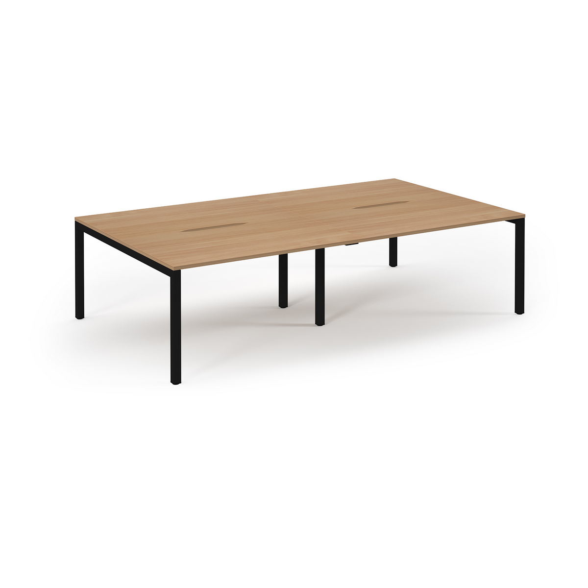 Picture of Connex Scalloped 2800 x 1600 x 725mm Back to Back Desk ( 4 x 1400mm ) - Black Frame / Beech Top