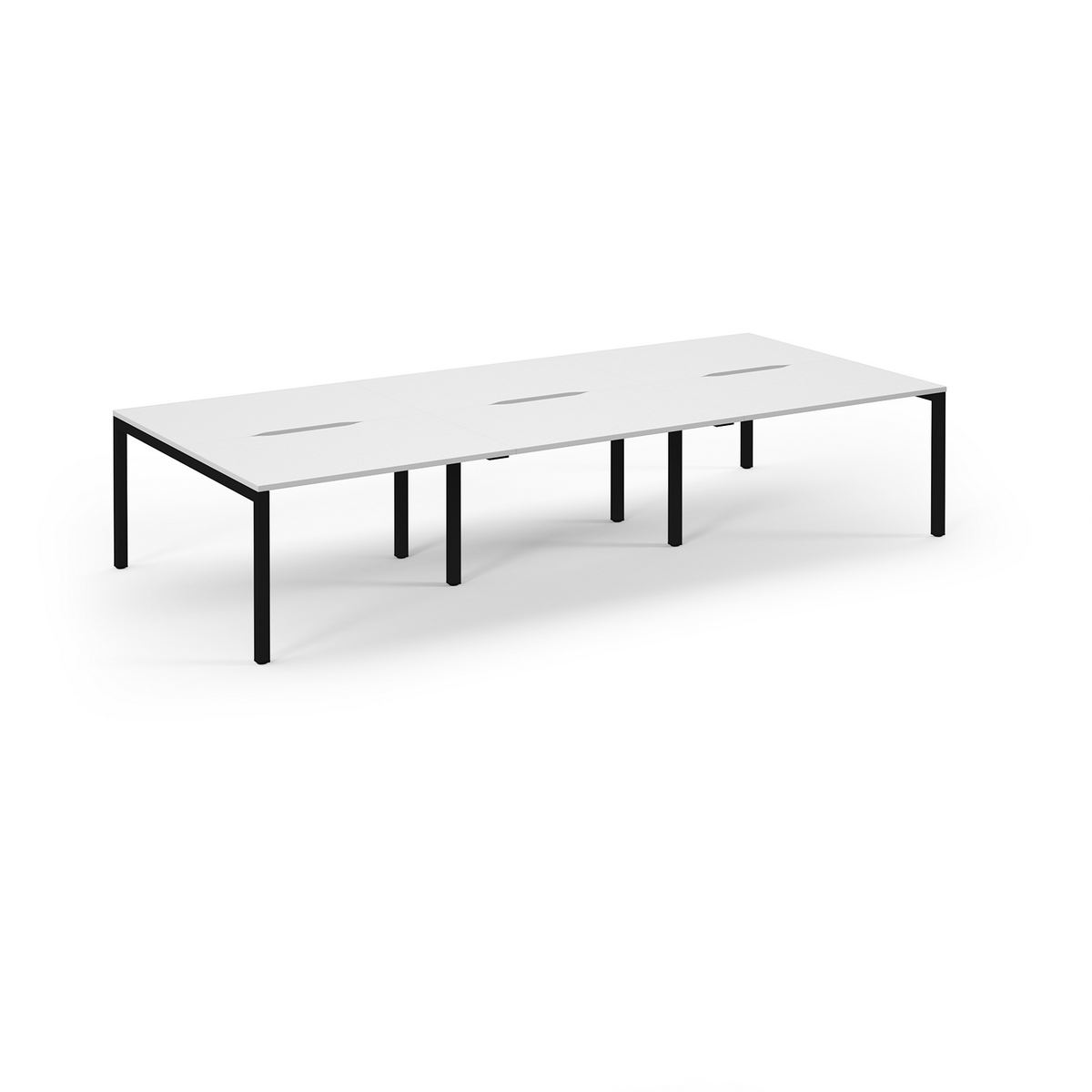 Picture of Connex Scalloped 3600 x 1600 x 725mm Back to Back Desk ( 6 x 1200mm ) - Black Frame / White Top