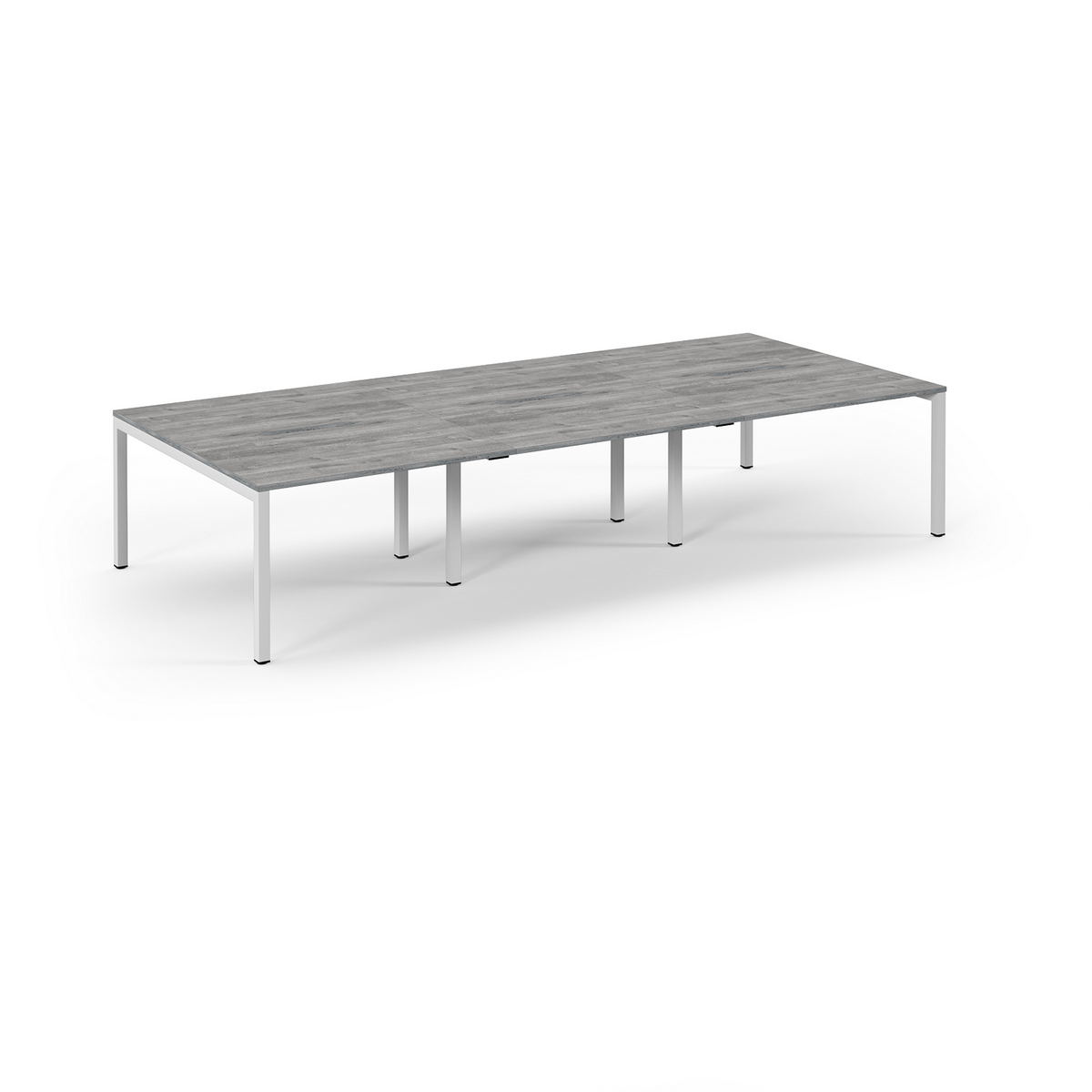 Picture of Connex Scalloped 3600 x 1600 x 725mm Back to Back Desk ( 6 x 1200mm ) - White Frame / Grey Oak Top