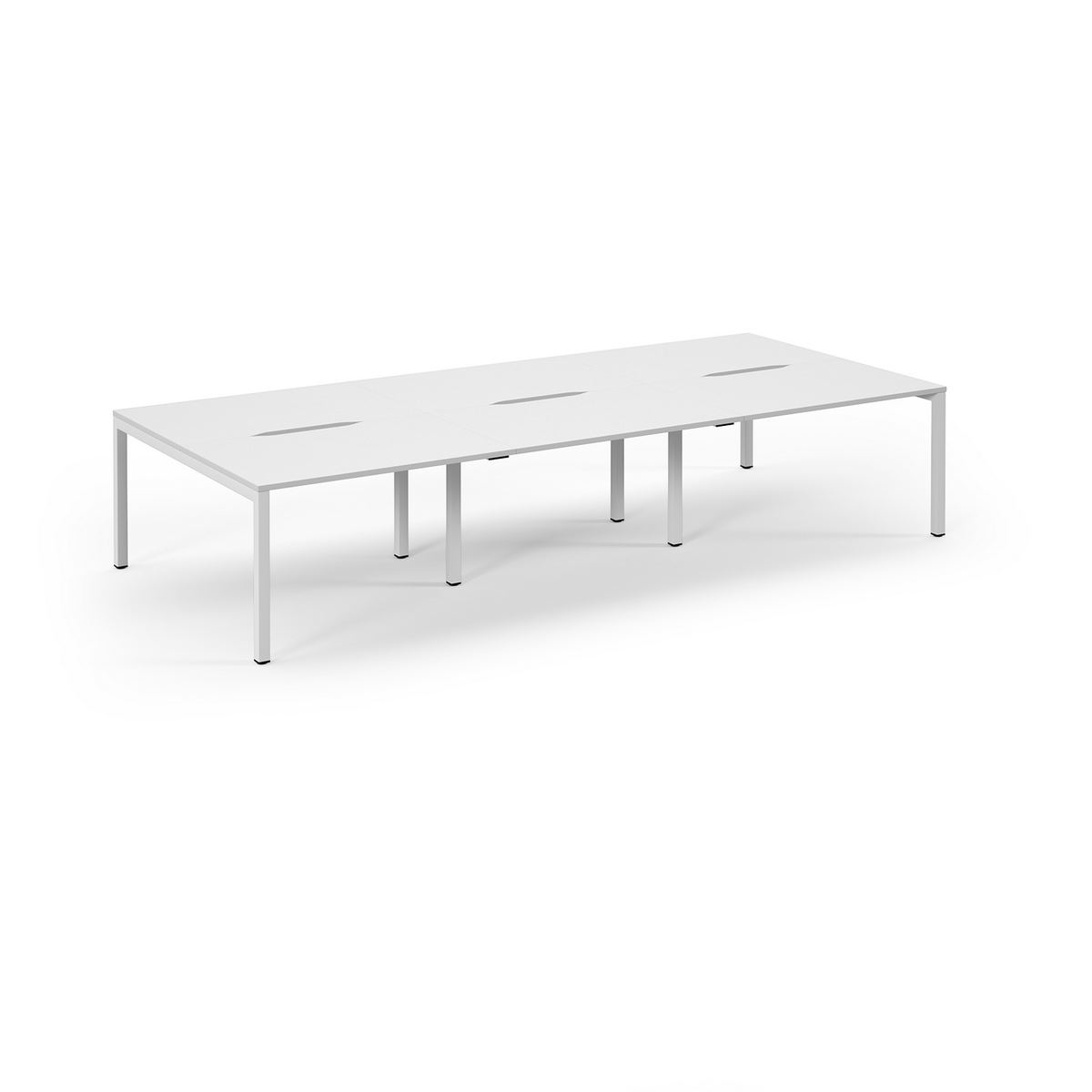 Picture of Connex Scalloped 3600 x 1600 x 725mm Back to Back Desk ( 6 x 1200mm ) - White Frame / White Top