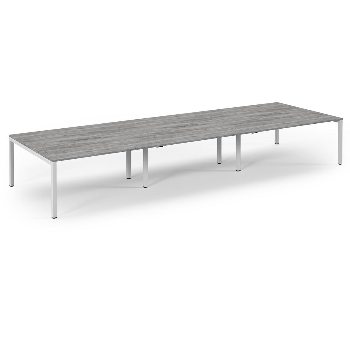 Picture of Connex Scalloped 4800 x 1600 x 725mm Back to Back Desk ( 6 x 1600mm ) - White Frame / Grey Oak Top