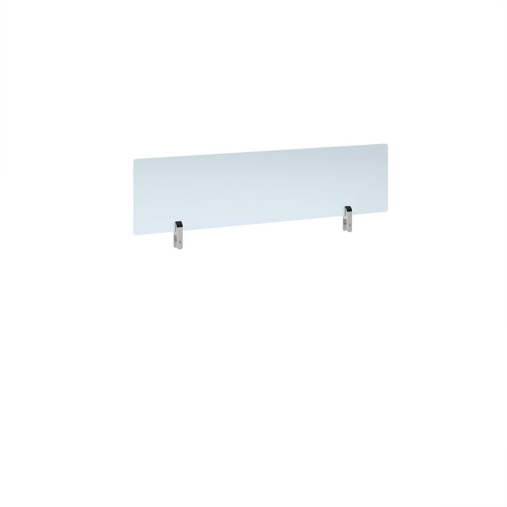 Picture of Desktop clear acrylic screen topper with white brackets 1200mm wide
