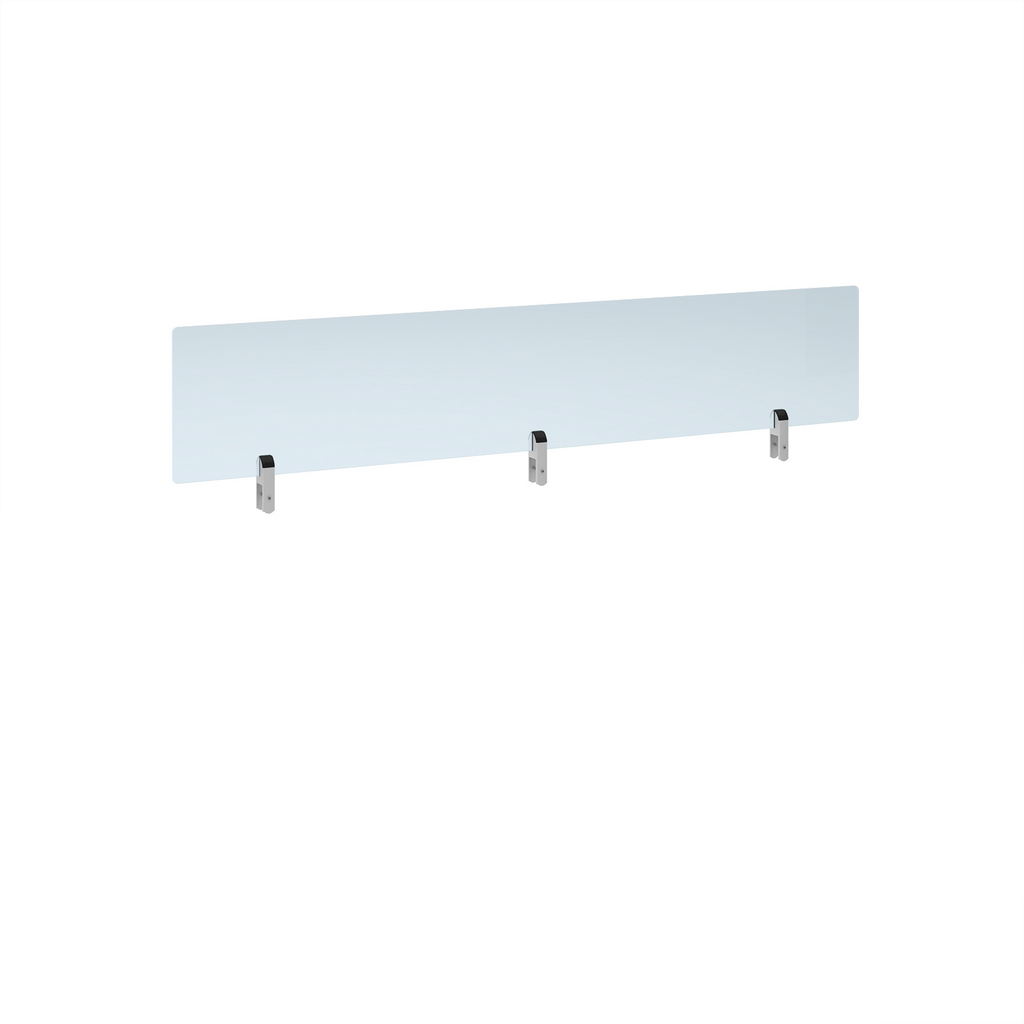 Picture of Desktop clear acrylic screen topper with white brackets 1600mm wide