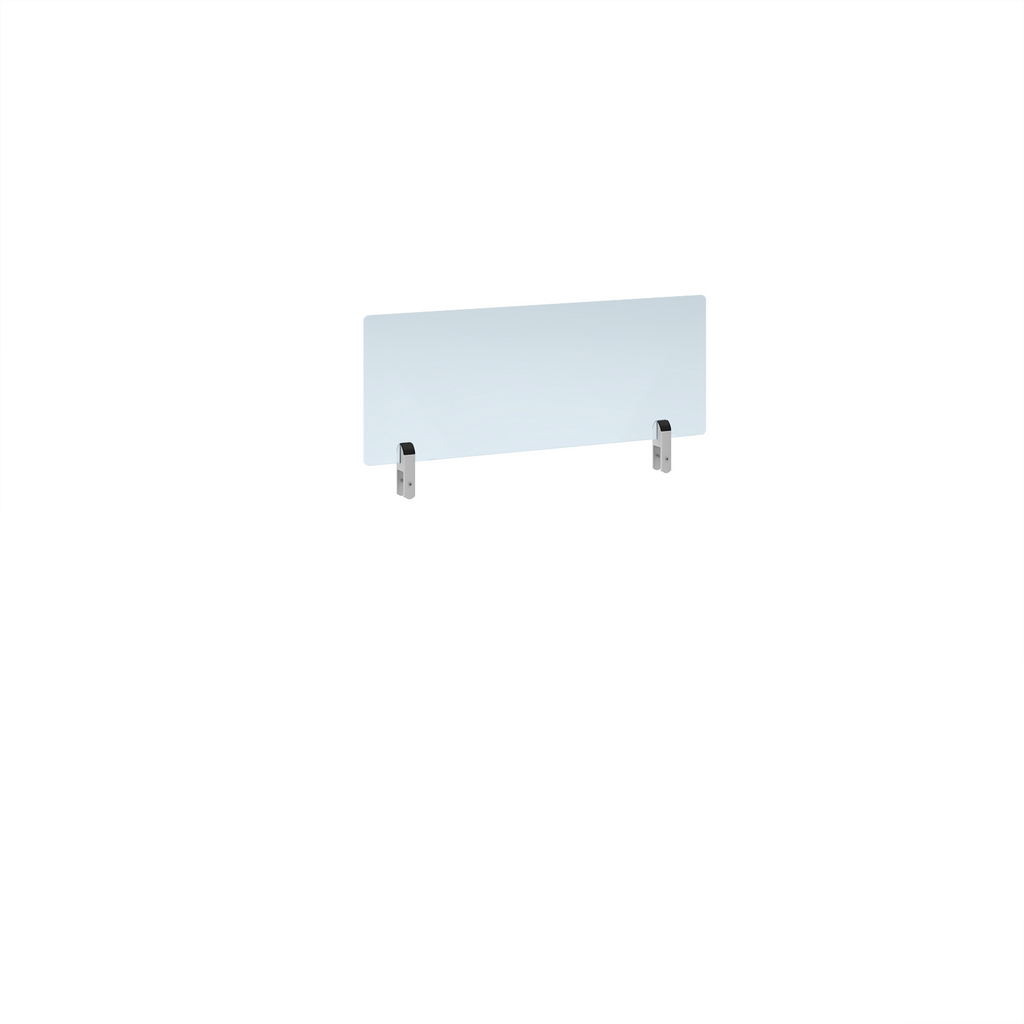 Picture of Desktop clear acrylic screen topper with white brackets 800mm wide