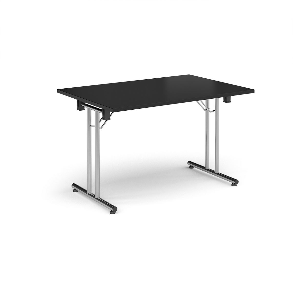 Picture of Rectangular folding leg table with chrome legs and straight foot rails 1200mm x 800mm - Black