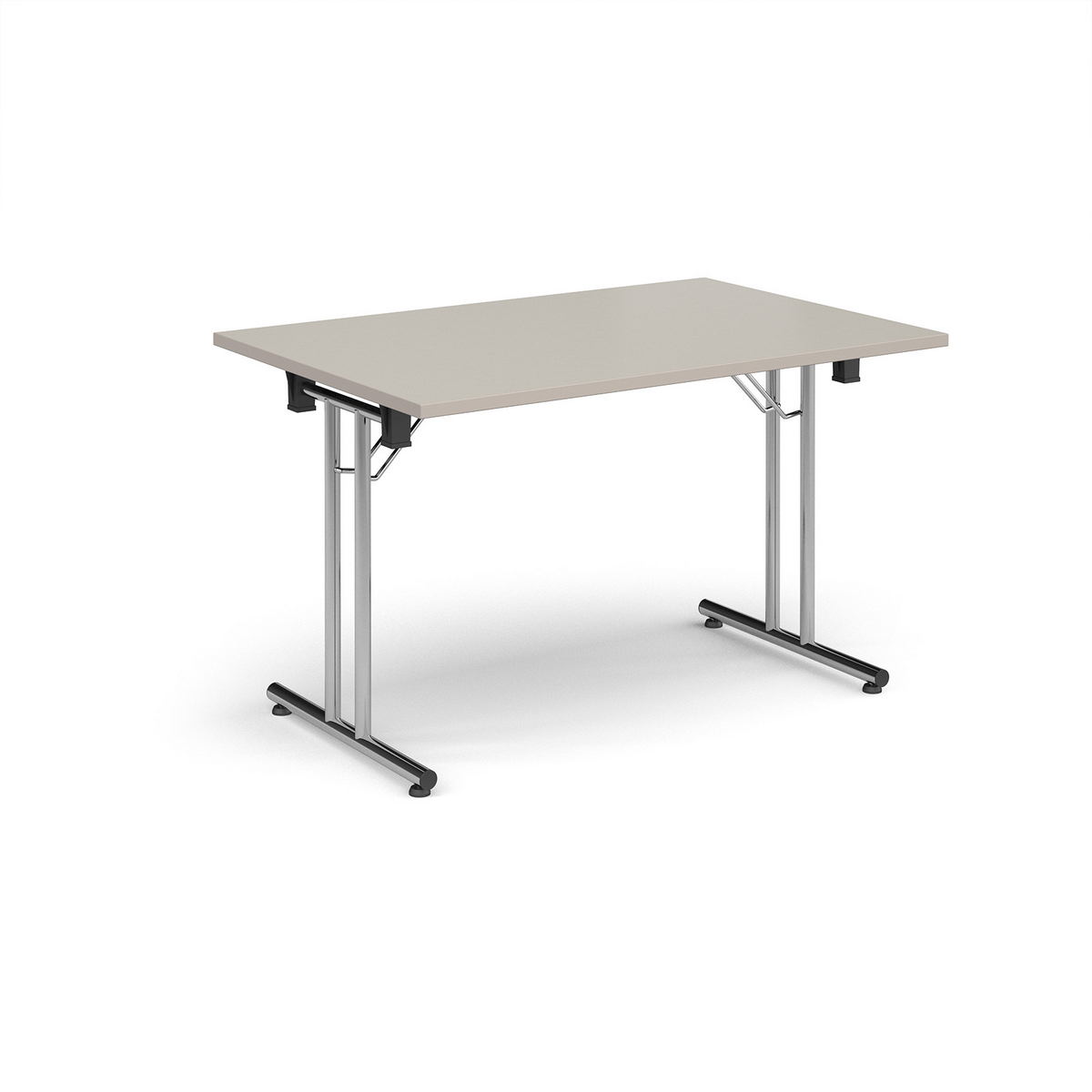 Picture of Rectangular folding leg table with chrome legs and straight foot rails 1200mm x 800mm - Light Grey