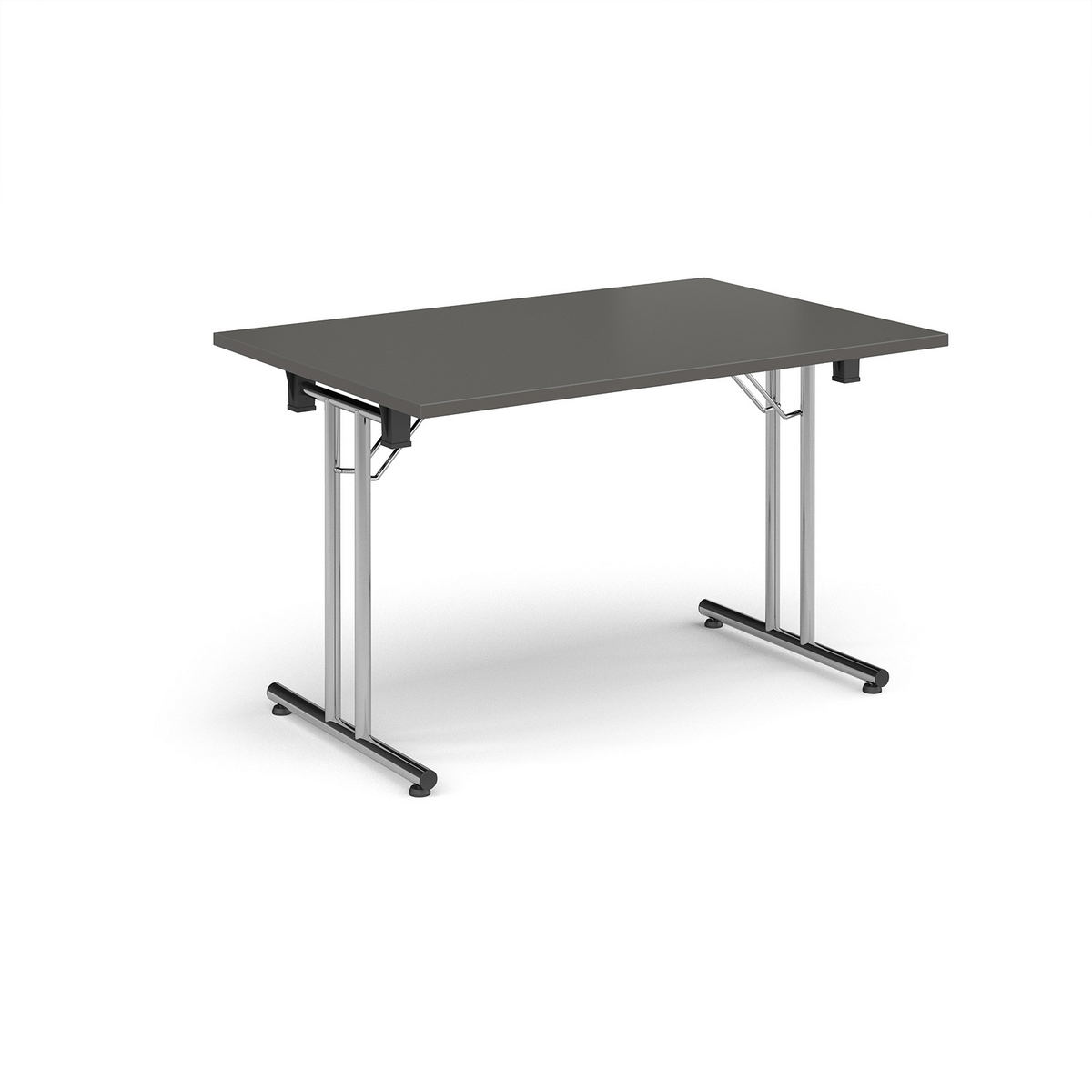 Picture of Rectangular folding leg table with chrome legs and straight foot rails 1200mm x 800mm - Onyx Grey