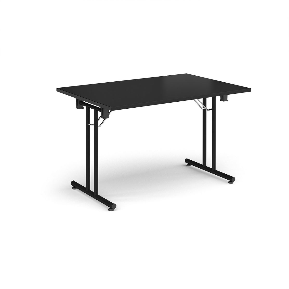 Picture of Rectangular folding leg table with black legs and straight foot rails 1200mm x 800mm - Black