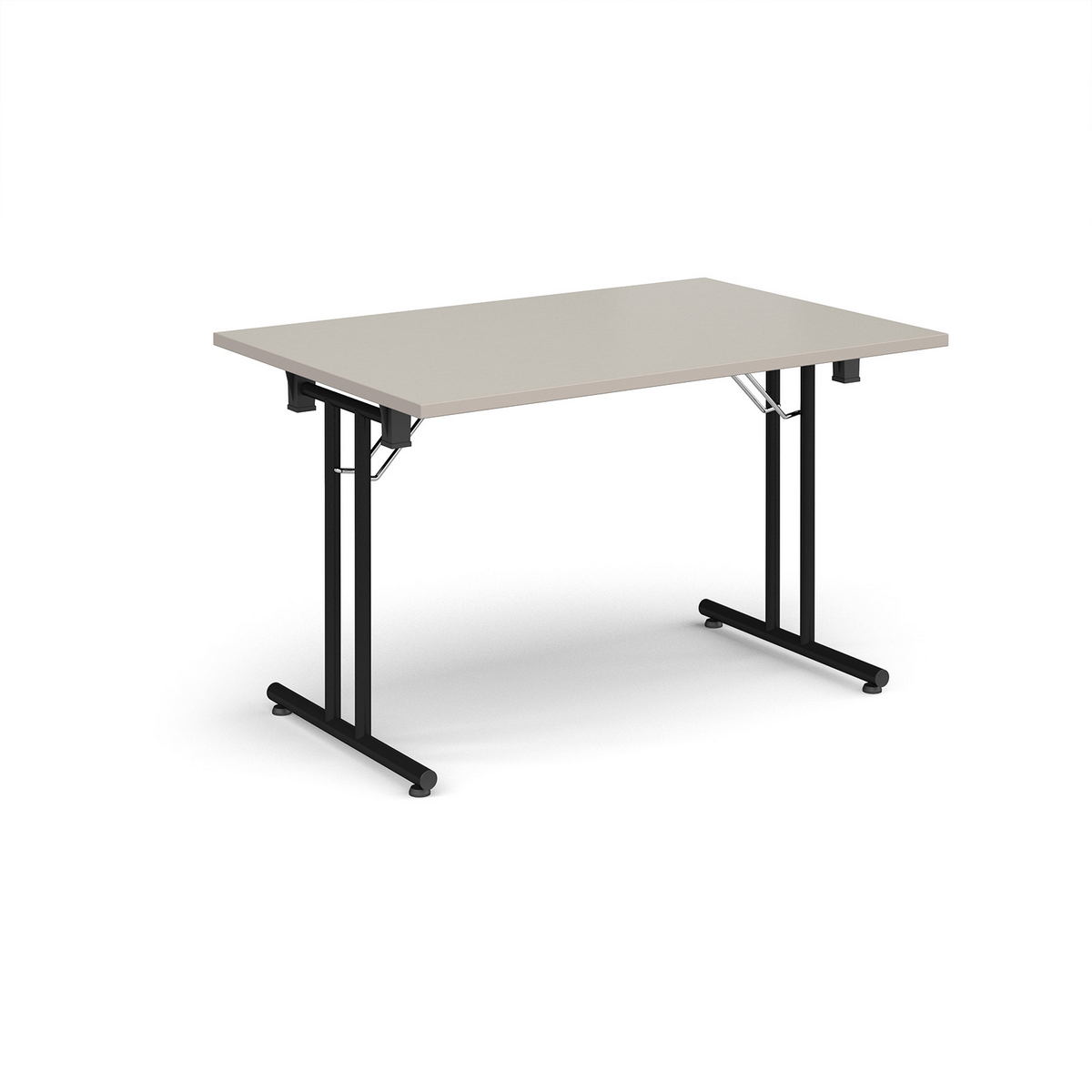 Picture of Rectangular folding leg table with black legs and straight foot rails 1200mm x 800mm - Light Grey