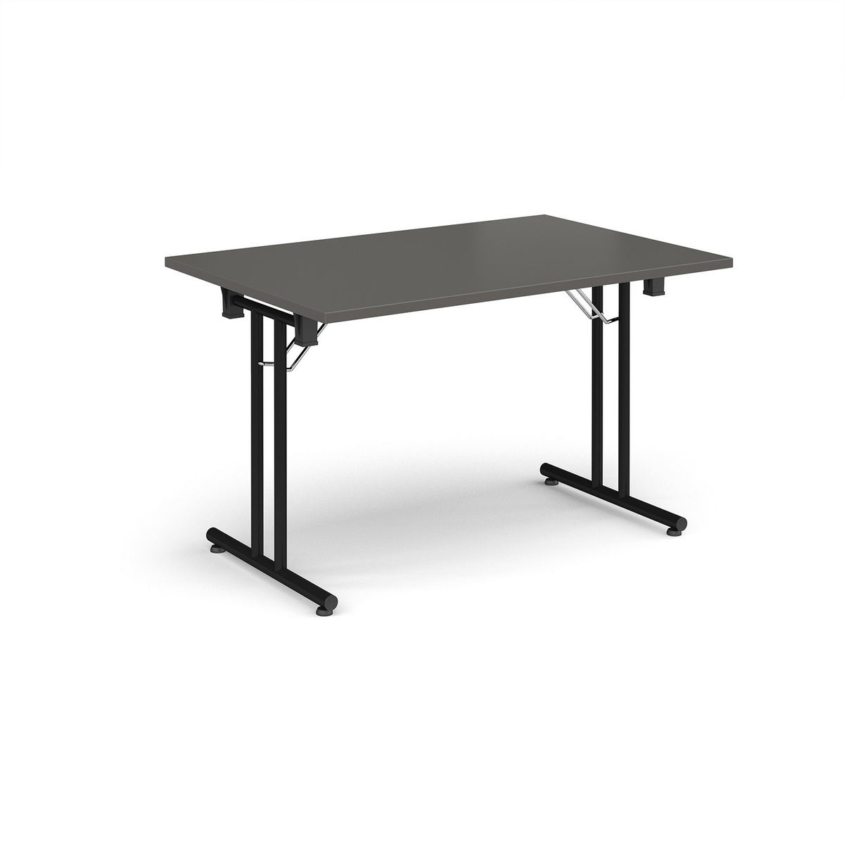 Picture of Rectangular folding leg table with black legs and straight foot rails 1200mm x 800mm - Onyx Grey