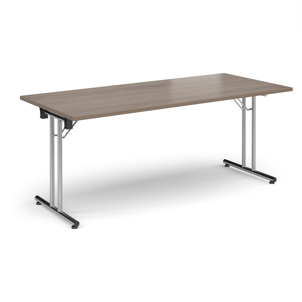 Picture of Rectangular folding leg table with chrome legs and straight foot rails 1800mm x 800mm - Barcelona Walnut